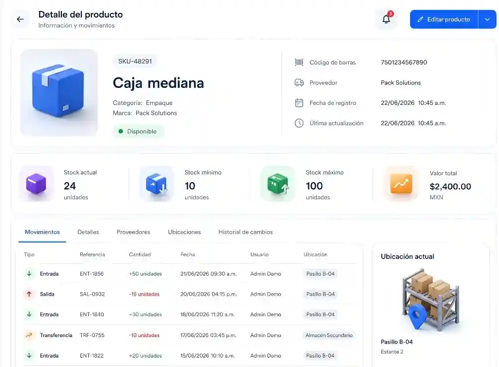 Vista de reportes del sistema